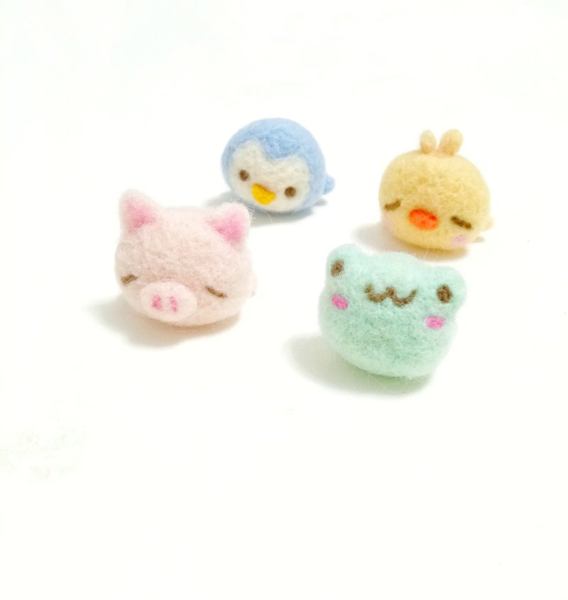 ขนแกะ เชือก/สายคล้อง หลากหลายสี - Tired and pink series 2 pig, frog, chicken, penguin-wool felt key ring