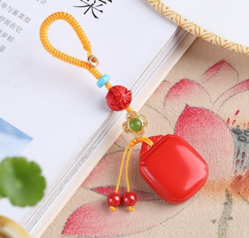 水墨 天然原礦硃砂精品紅砂平安無事牌鑰匙扣包掛硃砂含量百分之95以上