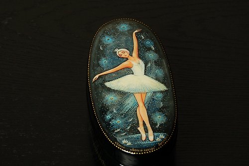 WhiteNight White Swan ballerina lacquer box hand-painted Swan Lake Christmas Gift Wrapping