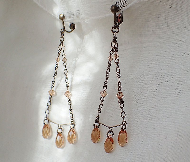 classic, earrings with SWAROVSKI ELEMENTS - Earrings & Clip-ons - Glass Khaki