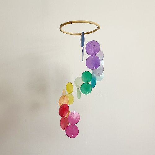 HO’ USE PRE-MADE | Italian xylophone_Rainbow Circle| Shell Wind Chime Mobile | #0-327