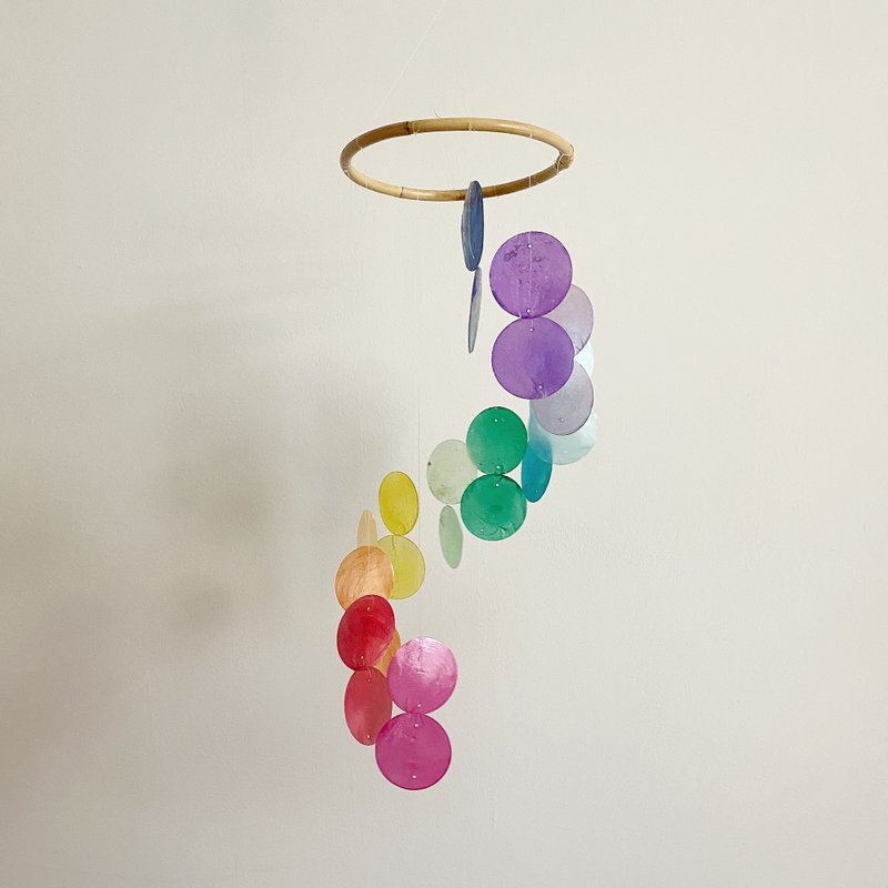 PRE-MADE | Italian xylophone_Rainbow Circle| Shell Wind Chime Mobile | #0-327 - ของวางตกแต่ง - เปลือกหอย หลากหลายสี