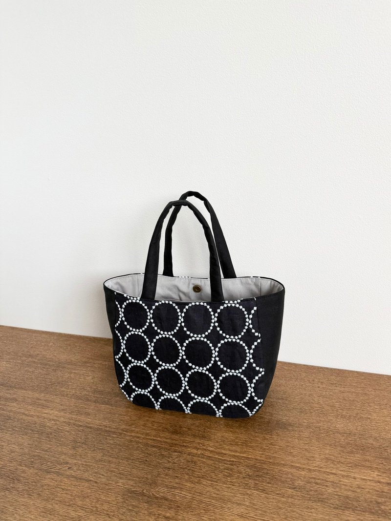 ラウンドトート　ミナペルホネン　タンバリン - トートバッグ・ハンドバッグ - コットン・麻 ブルー