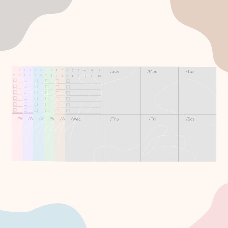 Weekly Plan | 馬卡龍色 無時效週計畫 | 電子模板 - 電子手帳及素材 - 其他材質 