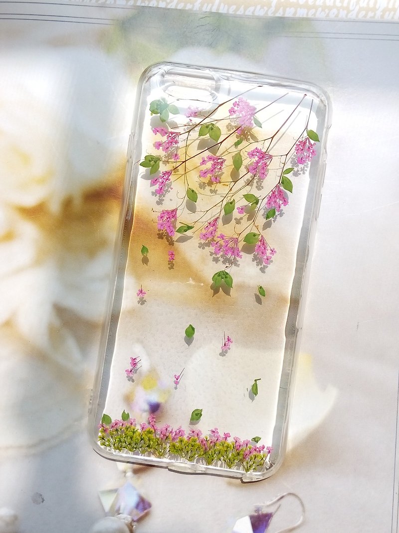 Pressed flowers phone case, Fit for iPhone 6 plus,iPhone 6s plus, Pink plum - Phone Cases - Plastic Pink