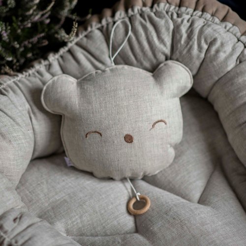 Cot and Cot Musical lullaby teddy bear pillow for baby - Beige nursery mobile