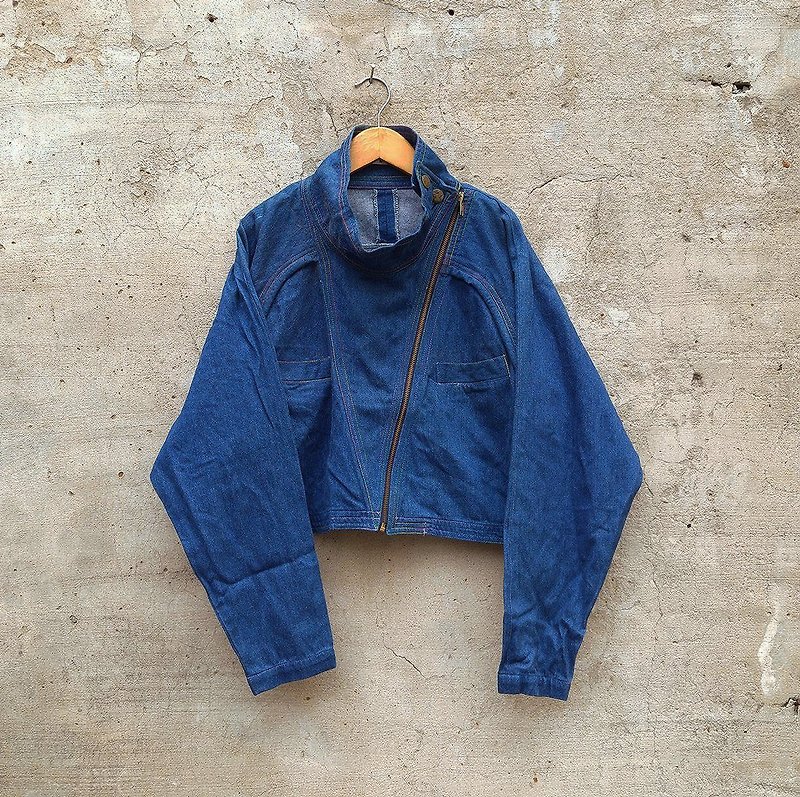 Vintage denim jacket A13 - เสื้อแจ็คเก็ต - วัสดุอื่นๆ สีน้ำเงิน