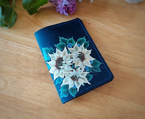 OlgaMosHandmade Blue leather passport holder for women Passport cover passport case travel gift