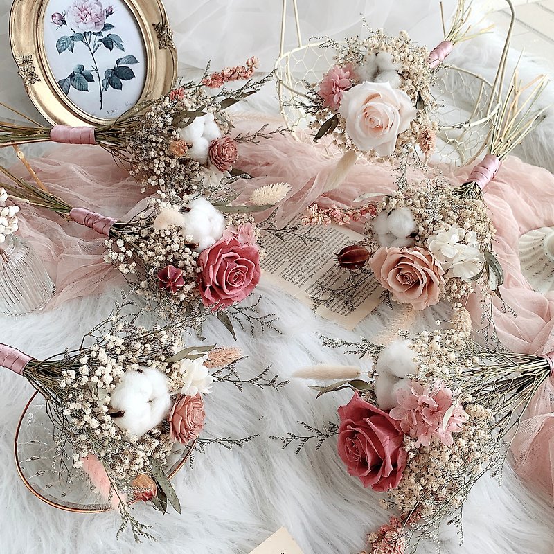 Bridal Preserved-flower Bouquet - Dried Flowers & Bouquets - Plants & Flowers Pink