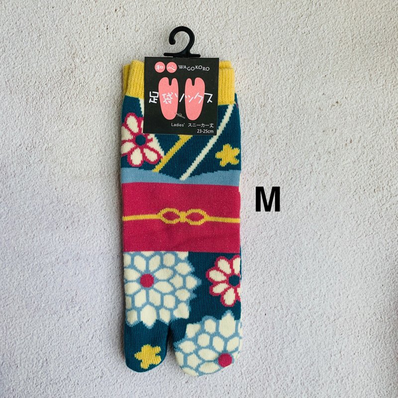 Foot bag socks and two-finger socks-M kimono-Wagokoro brand from Japan - Socks - Cotton & Hemp 