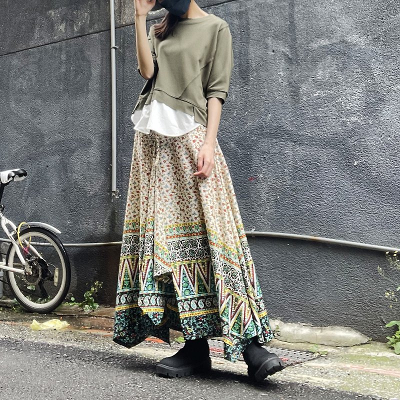 Xinghua-Polygonal skirt #T6052 - Skirts - Cotton & Hemp Multicolor