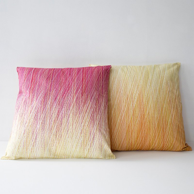 Cushion Cover_Pink × Orange - หมอน - ผ้าฝ้าย/ผ้าลินิน สีส้ม