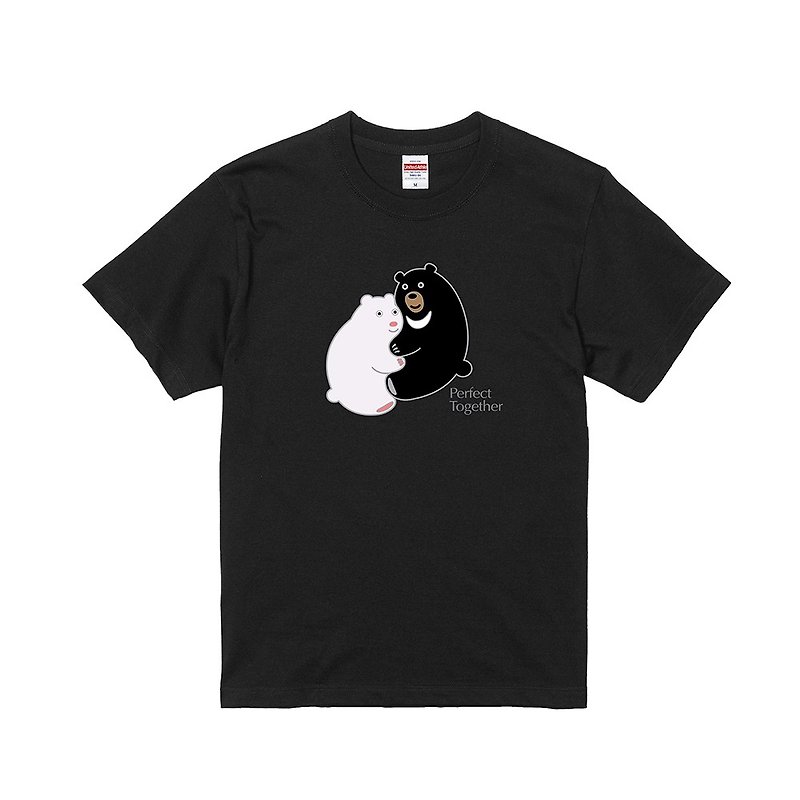 Perfect Together T-shirt - Polar Bear and Formosan Black Bear - เสื้อฮู้ด - ผ้าฝ้าย/ผ้าลินิน สีดำ