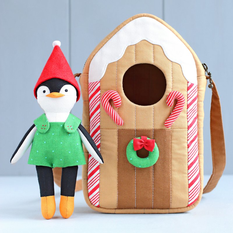 2 PDF Mini Penguin with Gingerbread House Bag Sewing Patterns Bundle - 手工藝教學/工具書 - 其他材質 