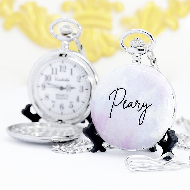 給她的個性化禮物-定制懷錶禮物-粉紅色水彩設計 - 時鐘/鬧鐘 - 其他金屬 粉紅色