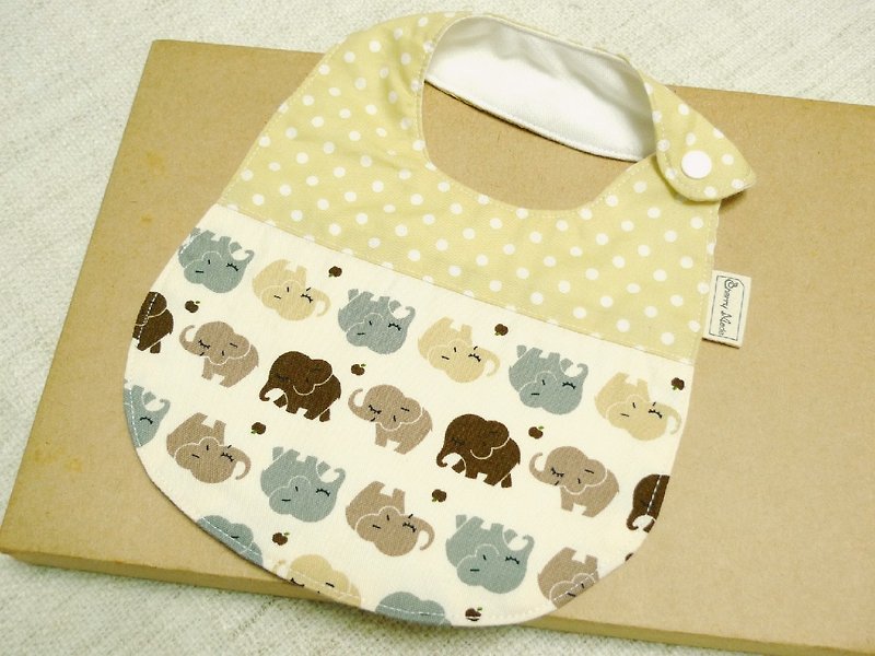 可愛小象-嬰兒寶寶圍兜巾、口水巾 - 口水肩/圍兜 - 棉．麻 咖啡色