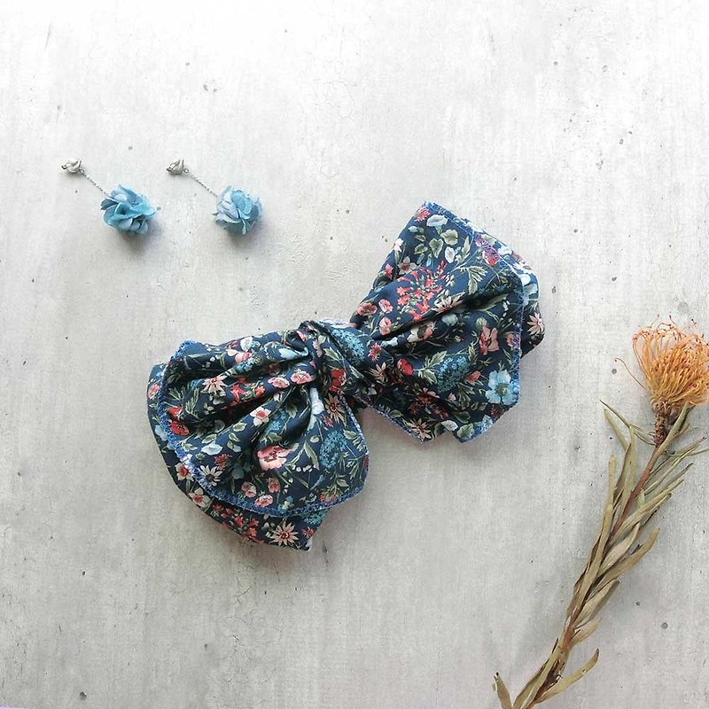 [Shell art] giant butterfly hair band (night flower) - the whole can be taken apart! - Headbands - Cotton & Hemp Blue