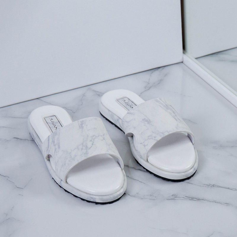Basic sandals - Marble - รองเท้ารัดส้น - หนังแท้ ขาว