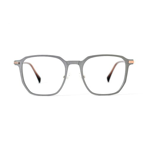 跌破眼鏡 - Queue Eyewear 多邊形金屬複閤眼鏡 - 線條飾紋設計 │ 德國OBE彈弓不夾臉