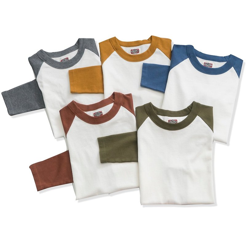 2-piece set of autumn and winter daily matching color matching cotton round neck raglan horns long-sleeved TEE shirt autumn and winter bottoming - Men's T-Shirts & Tops - Cotton & Hemp Multicolor