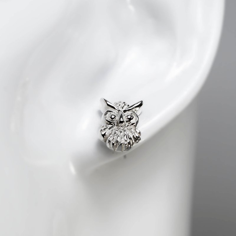 Owl earrings - ต่างหู - เงินแท้ สีเงิน
