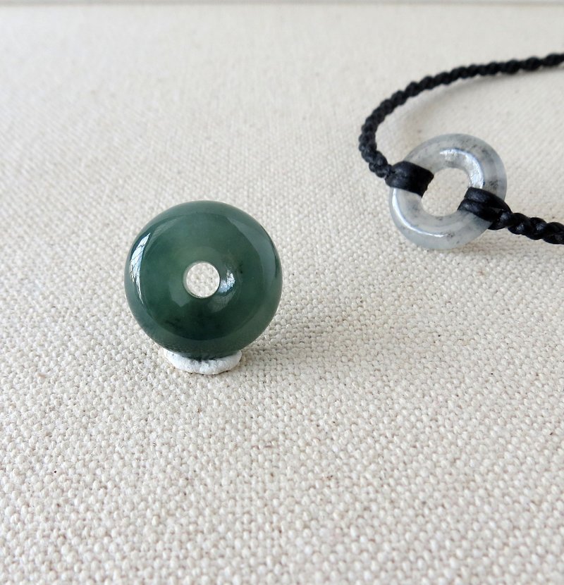 The birth year [Peace*Ruyi] Pingan buckle emerald silk wax line necklace*EB04* [four shares] - สร้อยคอ - เครื่องเพชรพลอย สีเขียว