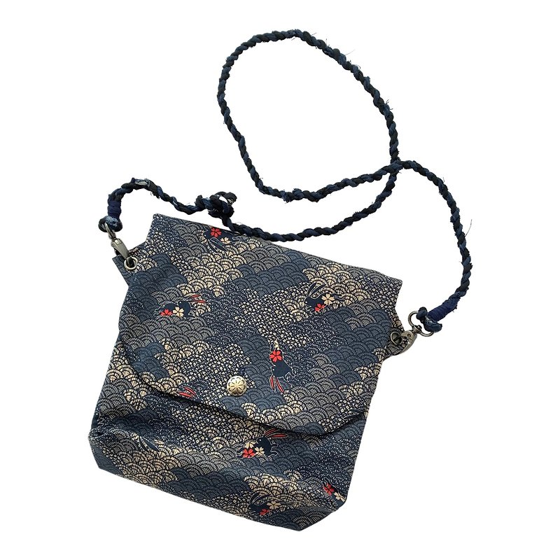 Small Crossbody Bag - Messenger Bags & Sling Bags - Cotton & Hemp Blue