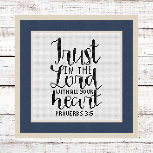 ModernXStitchArt Bible verse cross stitch pattern - Trust in the Lord with all your heart
