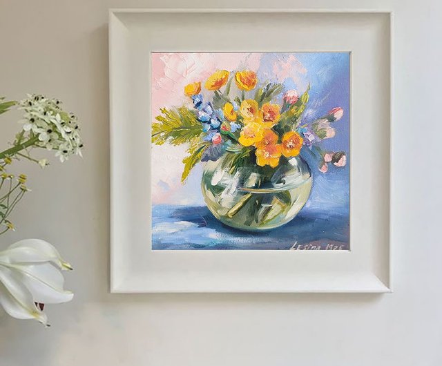 【真作】絵画　油彩6号（板絵）　野の花たちの静けさ　自然の美　V130 真作】絵画 油彩6号（板絵） 野の花たちの静けさ 自然の美 V130