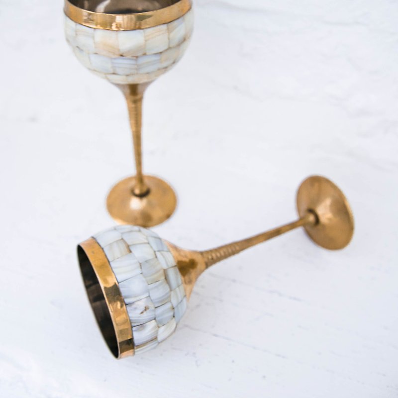 Seal Sin SECLUSION OF SAGE / 1920s India Brass _ Round Sweet Wine Cup - ของวางตกแต่ง - โลหะ สีทอง