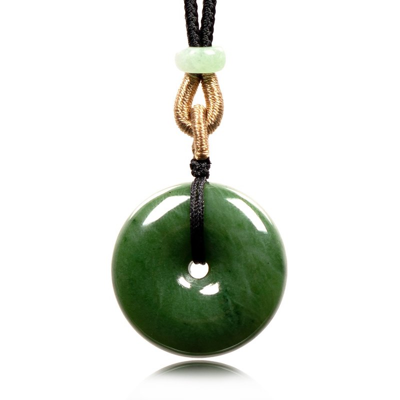 Nephrite Jade Round Donut Pendant 25mm - สร้อยคอ - เครื่องประดับพลอย หลากหลายสี