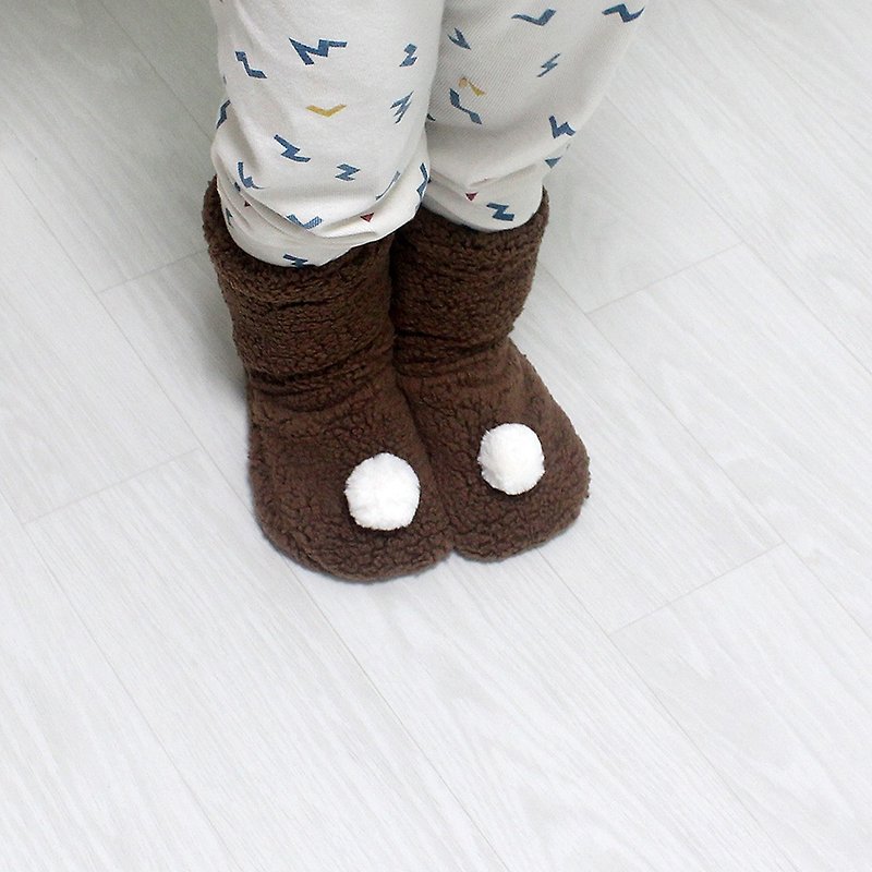 baby white pompom  wool warm winter socks - ถุงเท้าเด็ก - ขนแกะ ขาว