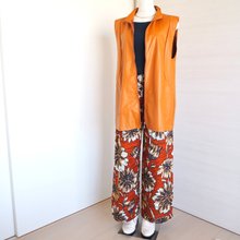 アフリカンバティックワンピース ジャンパースカート 日本製 ハンドメイド】【一点物】アフリカ布xロングワンピース