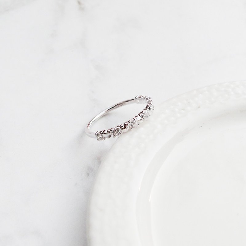 [Diamond and Silver Jewelry] Little Love | Stone 925 Sterling Silver Ring Tail Ring | - General Rings - Sterling Silver Silver