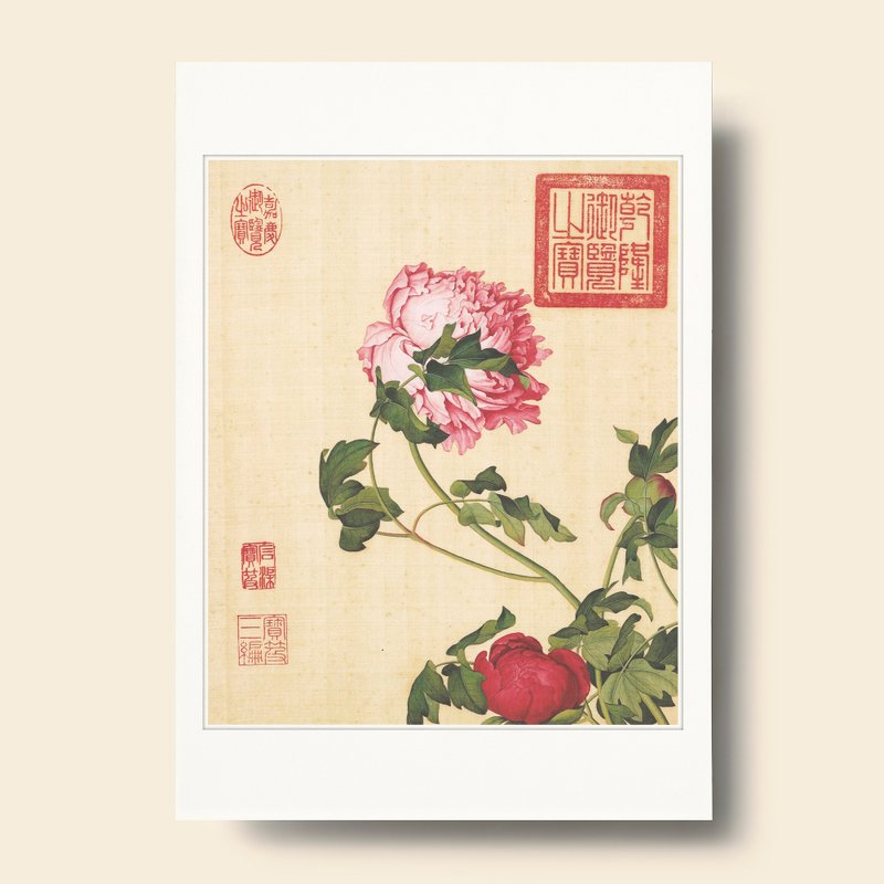 【藝術畫卡】仙萼長春 牡丹 | B4畫卡 - 海報/掛畫/掛布 - 紙 卡其色