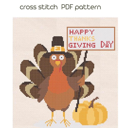 NaraXstitch patterns 十字繡圖案 Thanksgiving cross stitch, Happy fall, Turkey cross stitch pattern /12/