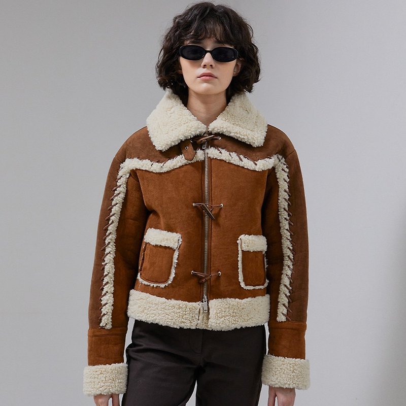 (LINE) Stitched Shearling Mustang - Women's Casual & Functional Jackets - Other Materials Brown
