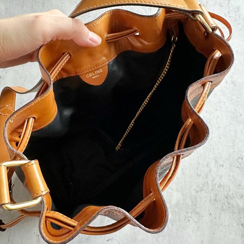 Celine Small Leather Bucket Bag in Brown