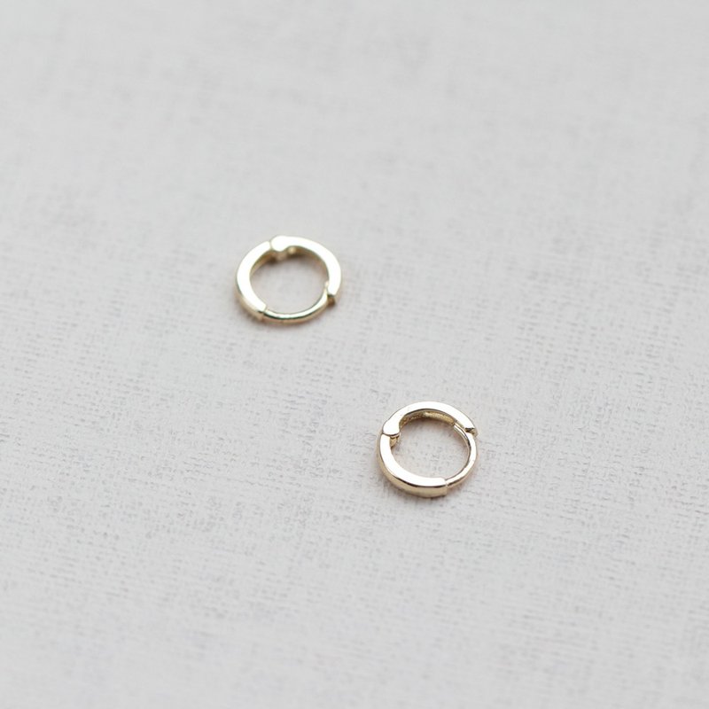 14K 7.5 mm round earrings (inner diameter 5.5 mm) (single) - ต่างหู - เครื่องประดับ สีทอง