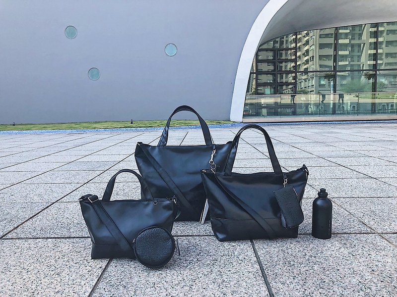 Color D classic mid-tote bag shoulder portable business student city - Messenger Bags & Sling Bags - Waterproof Material Black