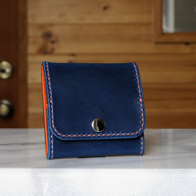 Coin case that opens wide A No.3 Buttero - Coin Purses - Genuine Leather Blue