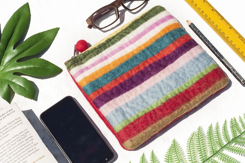 Nordic Handmade Wool Felt Bag/Wool Felt Tablet PC Case/Tablet Case-Rainbow Stripes - Tablet & Laptop Cases - Wool Multicolor