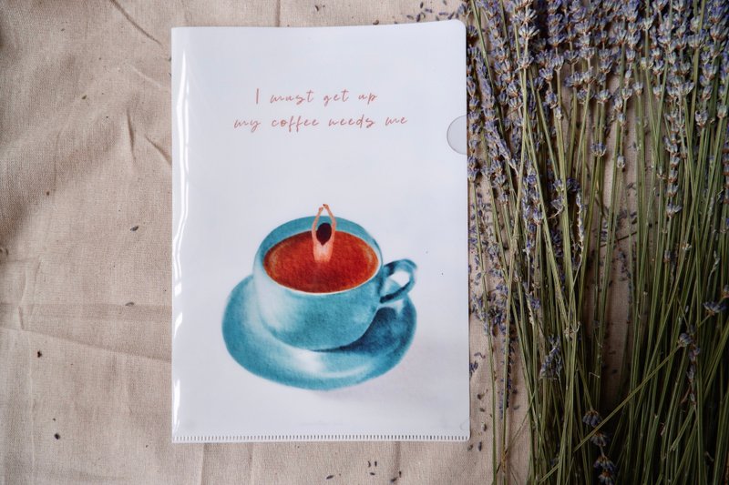 【My coffee needs me】 原創手繪 A4文件夾 - 文件夾/資料夾 - 塑膠 