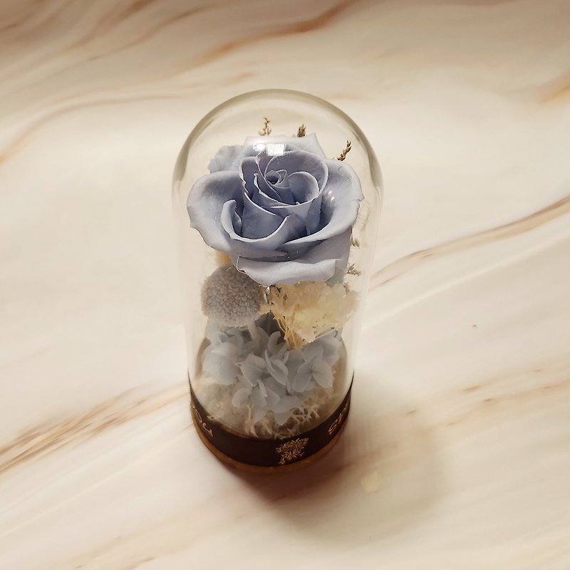 Everlasting Rose Wishing Vase-Cotton Blue - ช่อดอกไม้แห้ง - พืช/ดอกไม้ สีน้ำเงิน