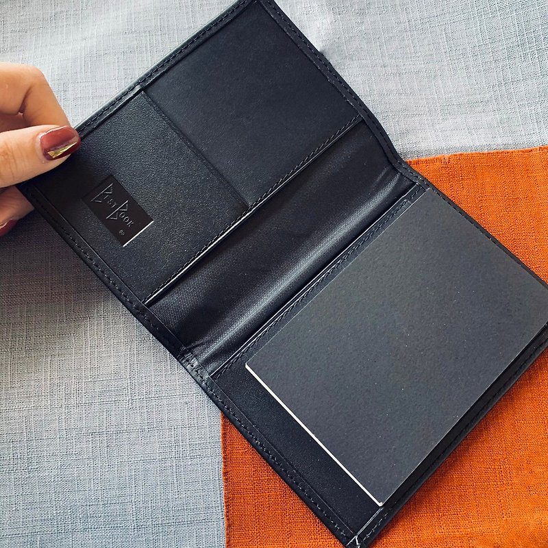 Ruiwentang multifunctional calfskin wallet with Memo pocketbook - Clutch Bags - Genuine Leather Black