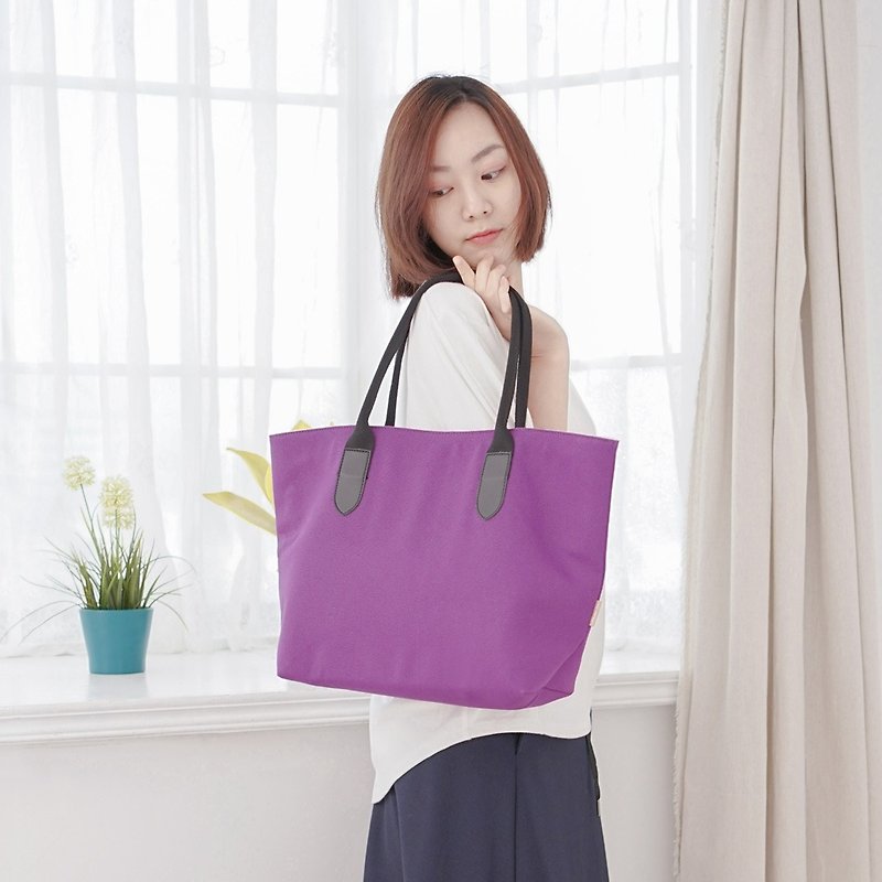 Large capacity/Shoulder Canvas Tote Bag (Grape Purple) Fast Shipping/Valentine's Day Gift/Large Bag Girl - กระเป๋าถือ - ผ้าฝ้าย/ผ้าลินิน สีม่วง