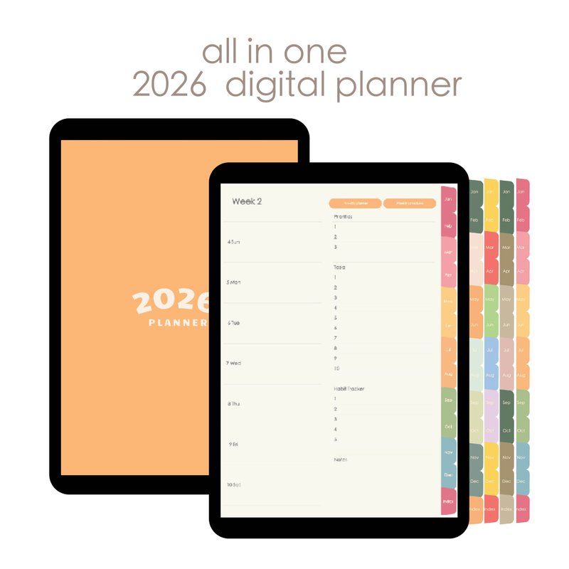 2026 香橙拿鐵色系 電子手帳  | Goodnotes | 送貼紙 | 跳轉 - 電子手帳及素材 - 其他材質 