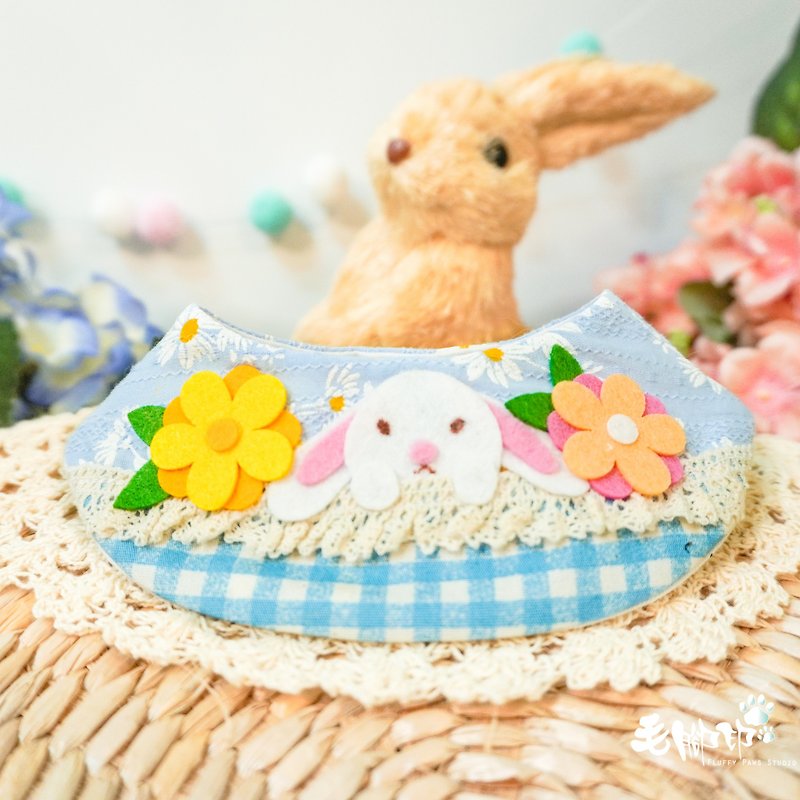 Limited*Easter party pet scarf*blue flower basket rabbit style - Clothing & Accessories - Cotton & Hemp Blue