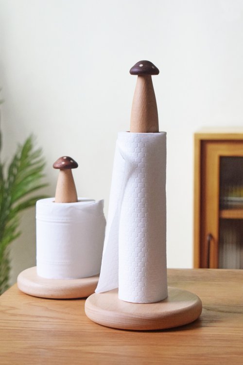 Mushroom roll paper holder kitchen living room household paper towel  oil-absorbing solid wood cute Japanese paper towel holder - Shop  shanshesenser Tissue Boxes - Pinkoi