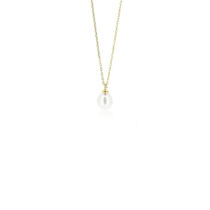 水滴形淡水珍珠項鍊 (銀/玫瑰金/18k金) | 珍珠系列 - 項鍊 - 其他金屬 白色